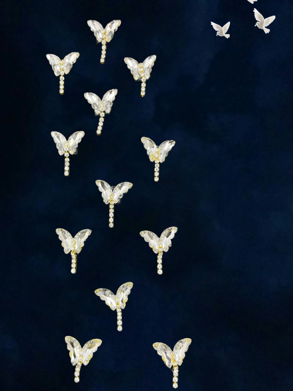 SHE BEAUTY butterfly crystal hair beads set of 12 with sparkling rhinestone accents for festive party hairstyles