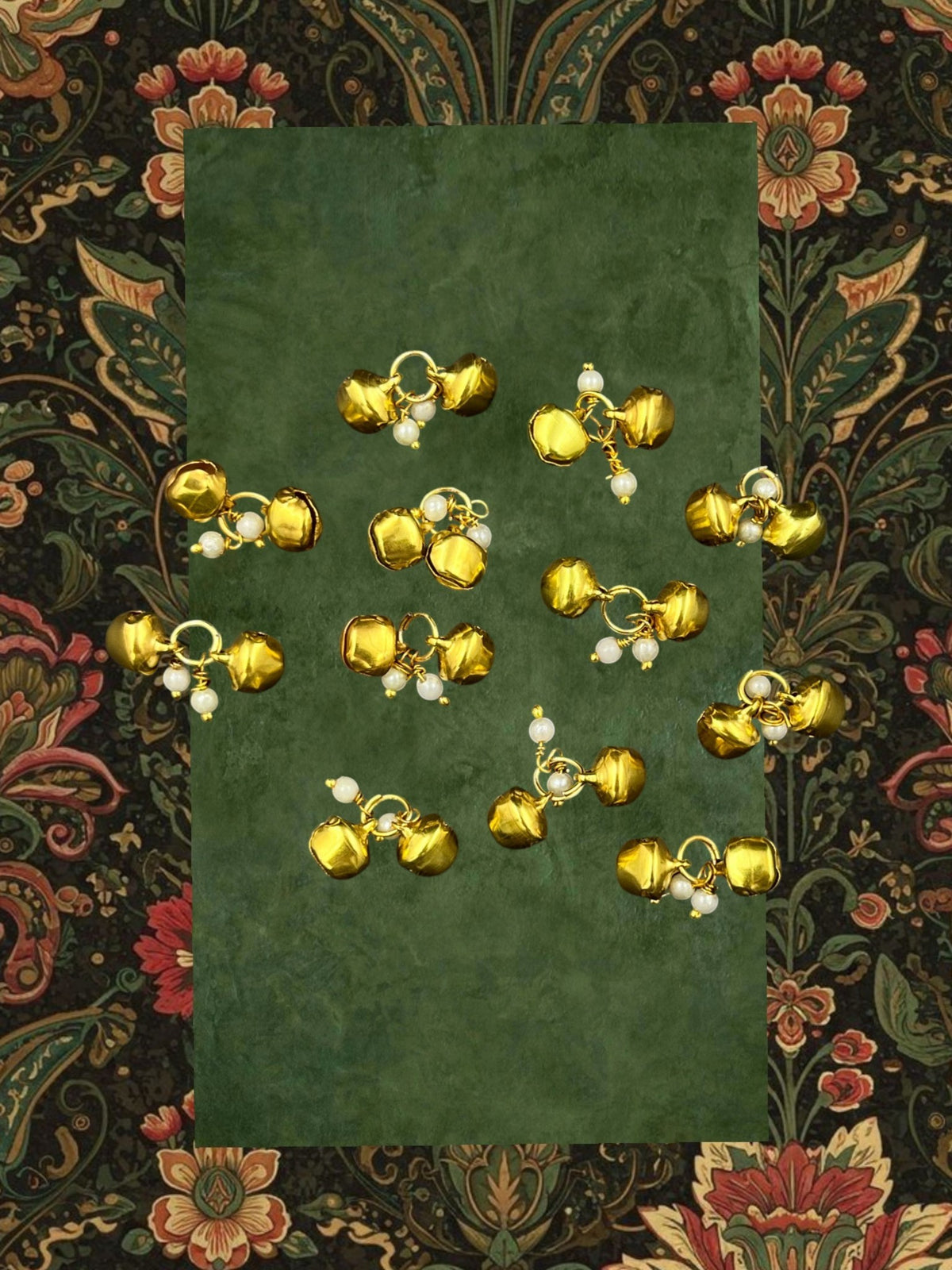 SHE BEAUTY gold-toned ghungroo braid hair beads with small white pearl accents for festive and party hairstyles.
