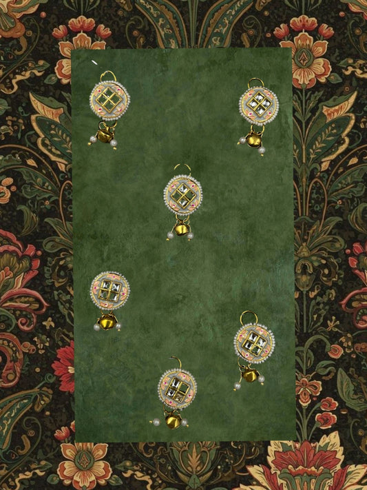 SHE BEAUTY set of 6 Meena Kundan choti hair accessories featuring intricate enamel work, gold accents, and pearl drops.