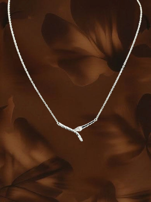 SHE BEAUTY silver serpent linked pendant necklace with a delicate chain, perfect for festive and party wear.